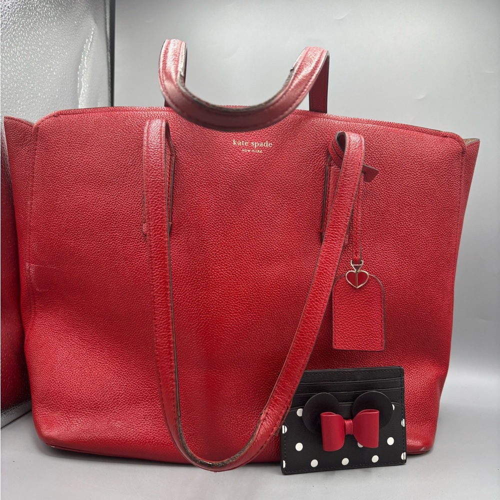 Kate Spade New York Margaux tote in durable leather with card holder.